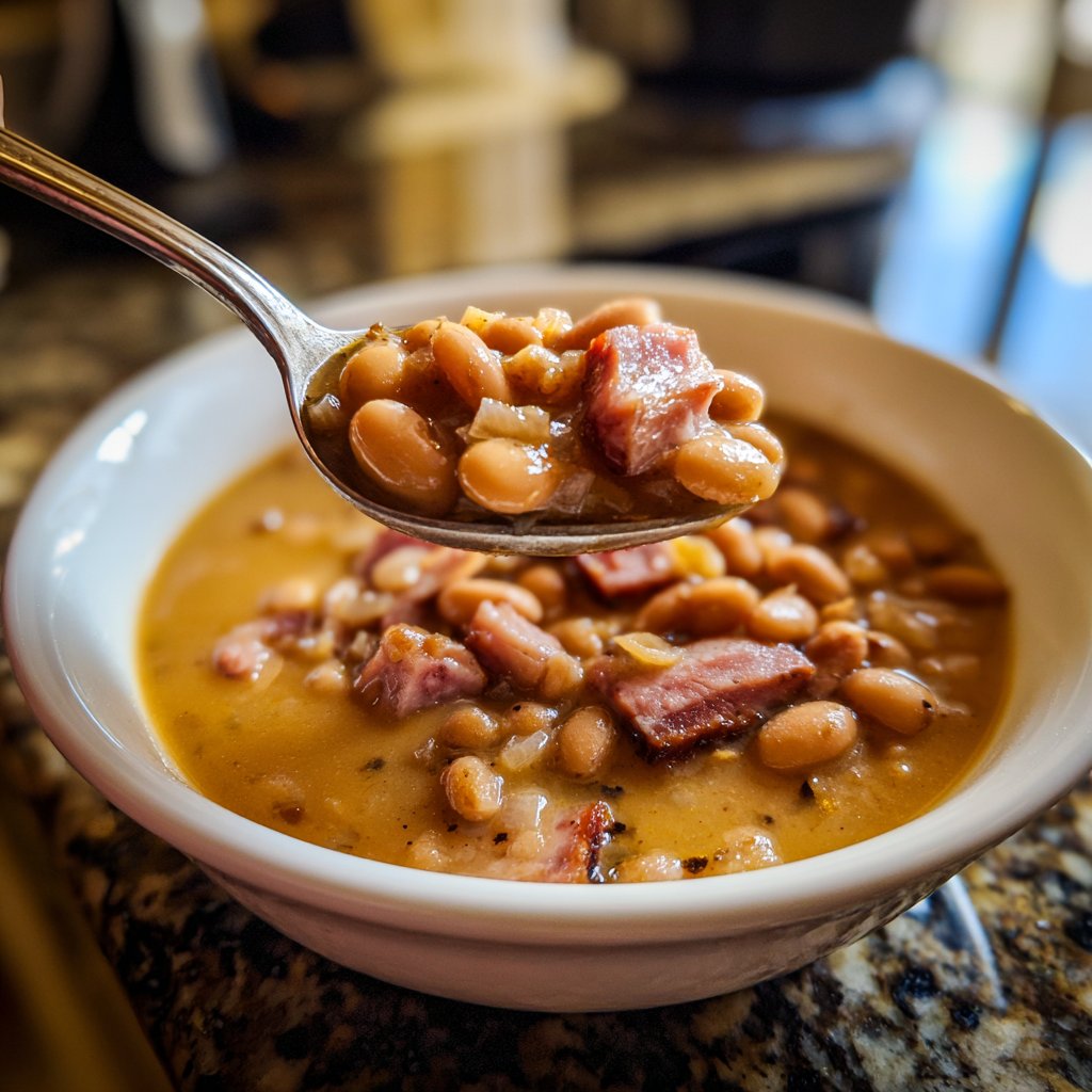Frijoles de ojo negro jamón ahumado huesos