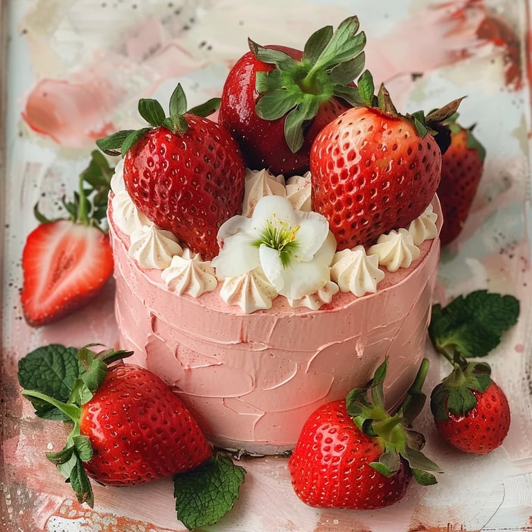 Pastel de fresa y champán