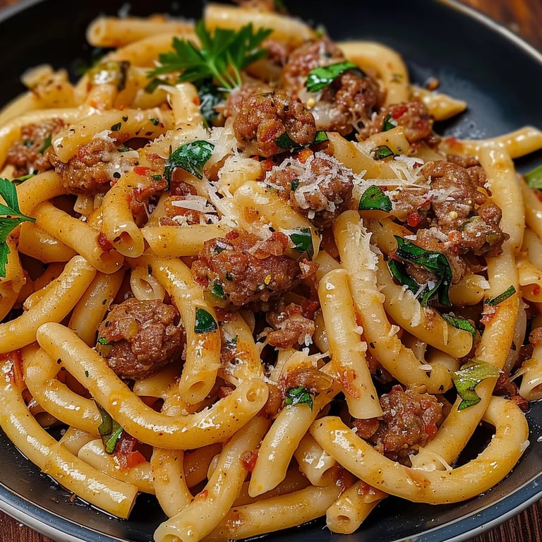 Pasta cremosa con salchicha cajún (en una sola olla)