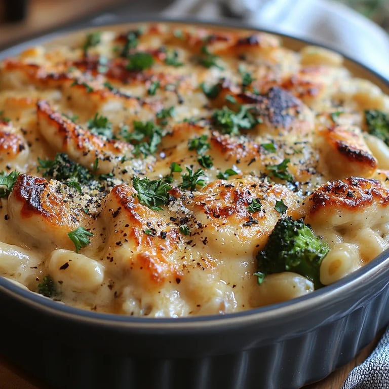 Cazuela de Pollo, Brócoli y Orzo con Tres Quesos: Una Increíble Receta Esencial