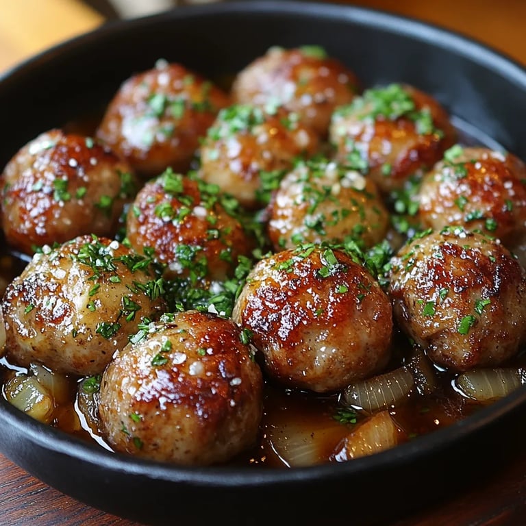 Albóndigas de Cebolla Francesa con Salsa Sabrosa: Una Increíble Receta Esencial