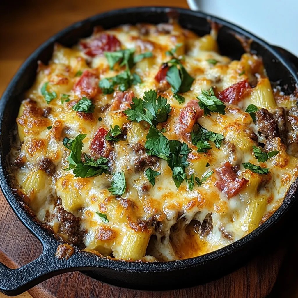 <p>Cazuela de hamburguesa con queso estilo carnívoro en sartén: Una Increíble Receta Última</p>