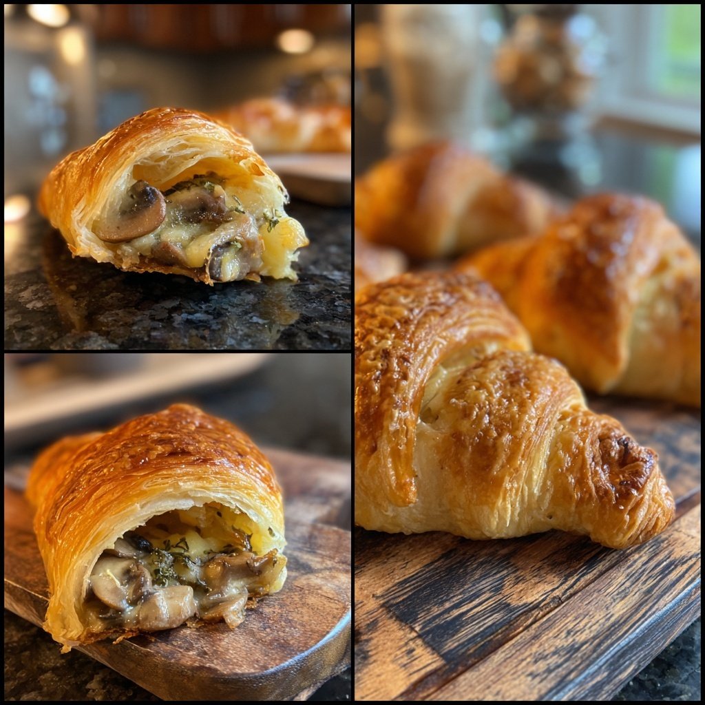 Horneado salado de croissants con hongos