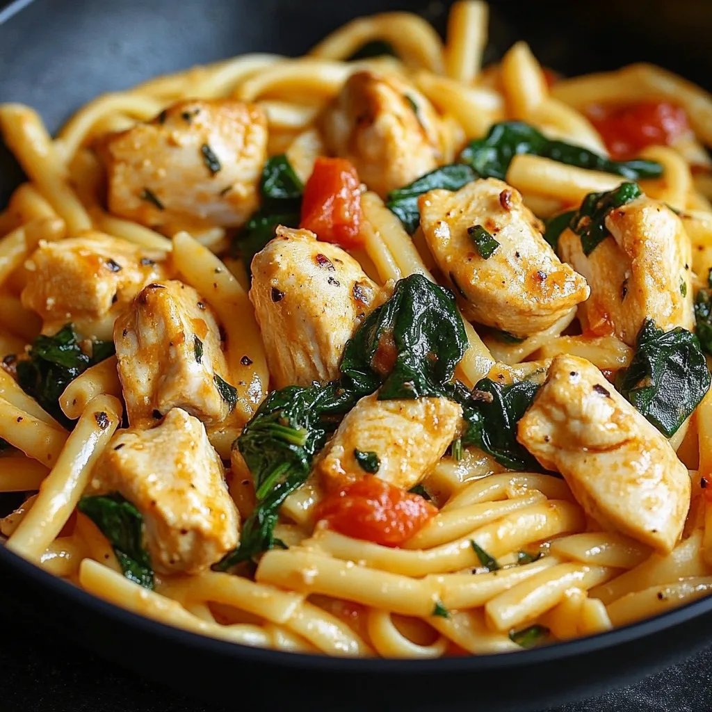 Pasta con Pollo Tomate y Espinacas en una Sola Olla Facil: The Amazing Ultimate Recipe You Need