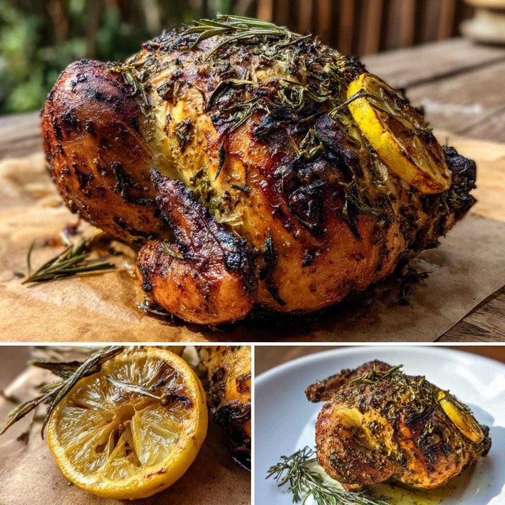 Pollo asado entero hierbas limón