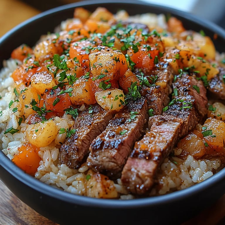 Arroz Cremoso con Queso y Tiras Jugosas de Filete: Una Increíble Receta Última