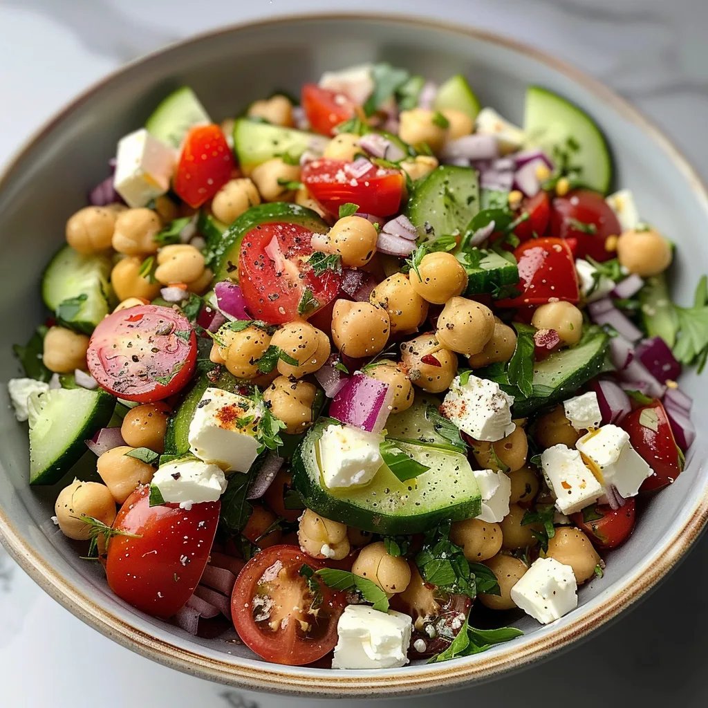 Ensalada mediterránea de garbanzos y queso feta