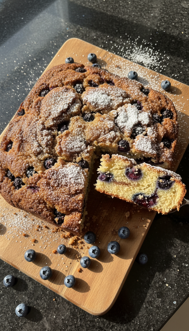 Torta café de masa madre con arándanos