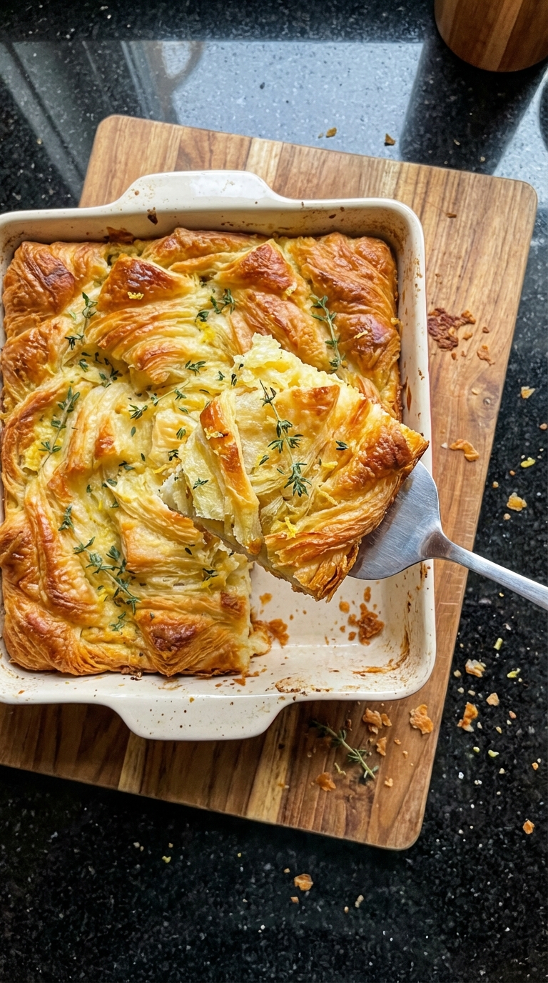 Strata de croissant limón tomillo