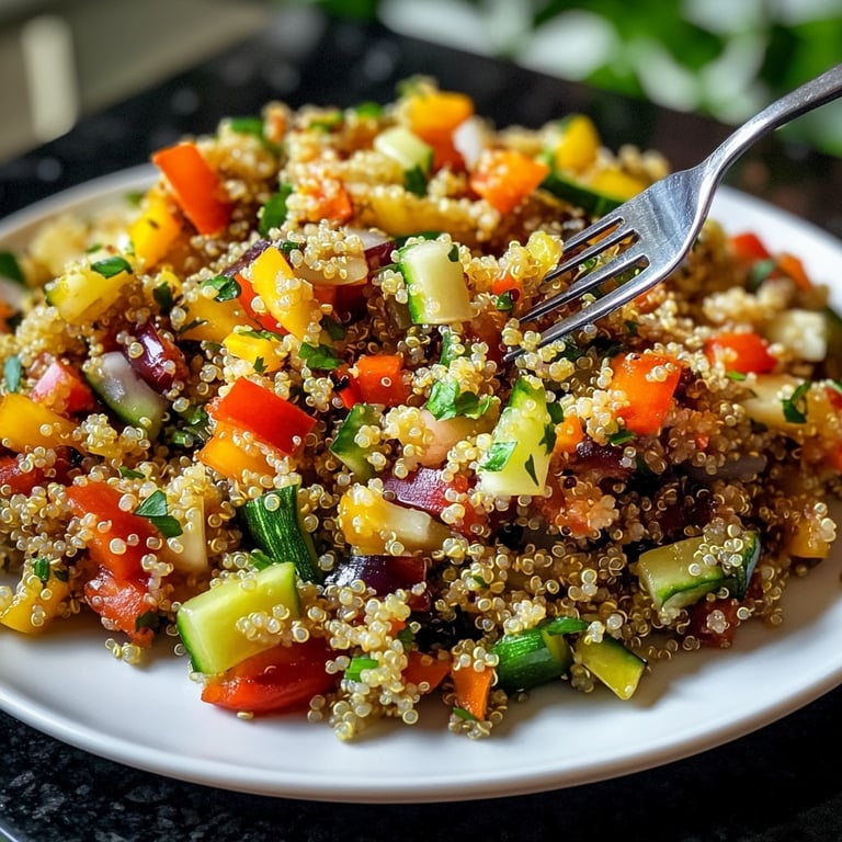 Ensalada saludable y ligera de quinoa con verduras asadas