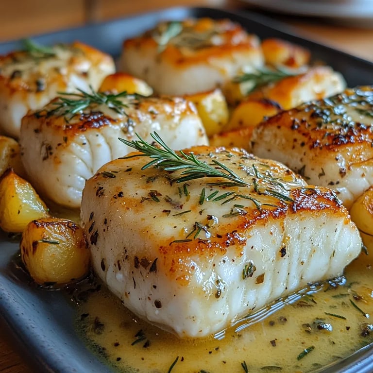 Bacalao con Salsa Cremosa de Romero y Patatas: Una Increíble Receta Última