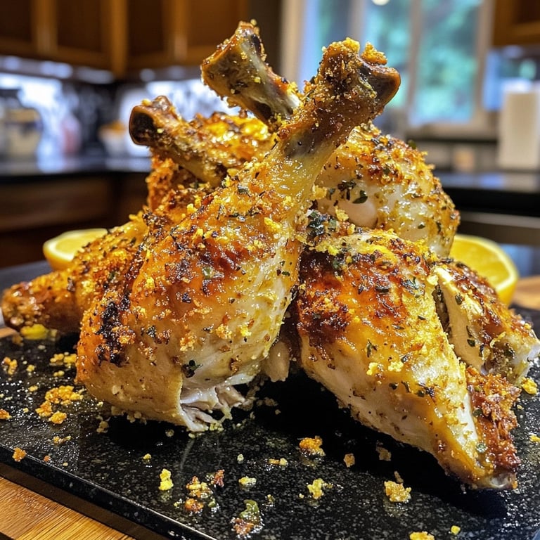 Pollo asado festivo con hierbas y cítricos de temporada